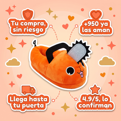 Pantuflas Monstruo Naranja Kawaii